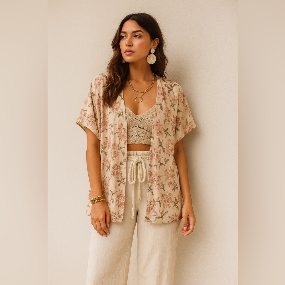 NWOT Floral Kimono Cardigan